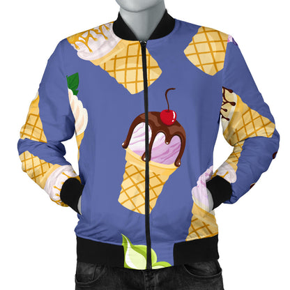 Ice Cream Pattern Print Design IC03 Men Bomber Jacket