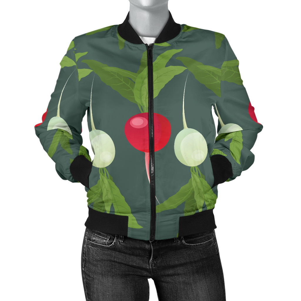 Radish Pattern Print Design A03 Women's Bomber Jacket