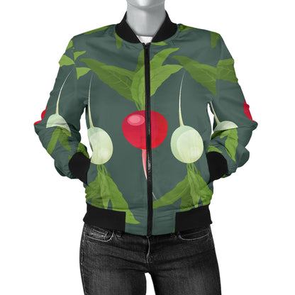Radish Pattern Print Design A03 Women's Bomber Jacket