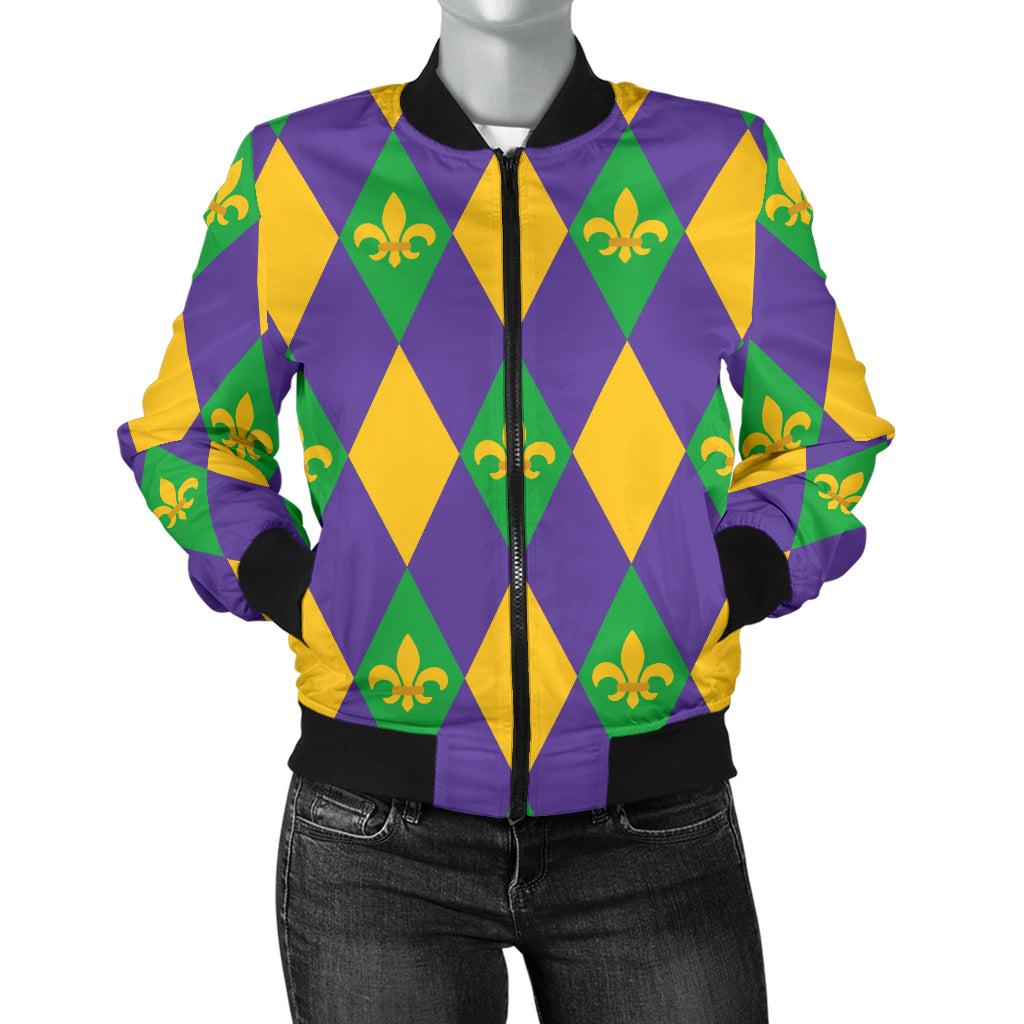 Mardi Gras Pattern Print Design 05 Women's Bomber Jacket