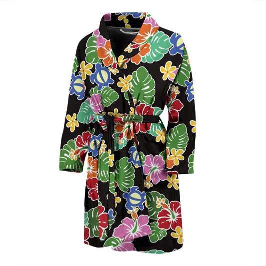 Hawaiian Themed Pattern Print Design H010 Men Bathrobe