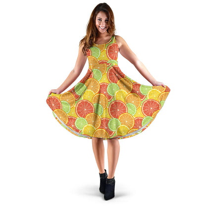 Grapefruit Pattern Print Design GF01 Midi Dress