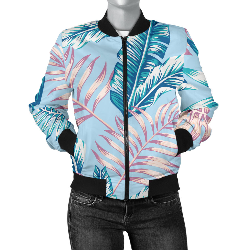 Tropical Flower Pattern Print Design TF01 Women Bomber Jacket