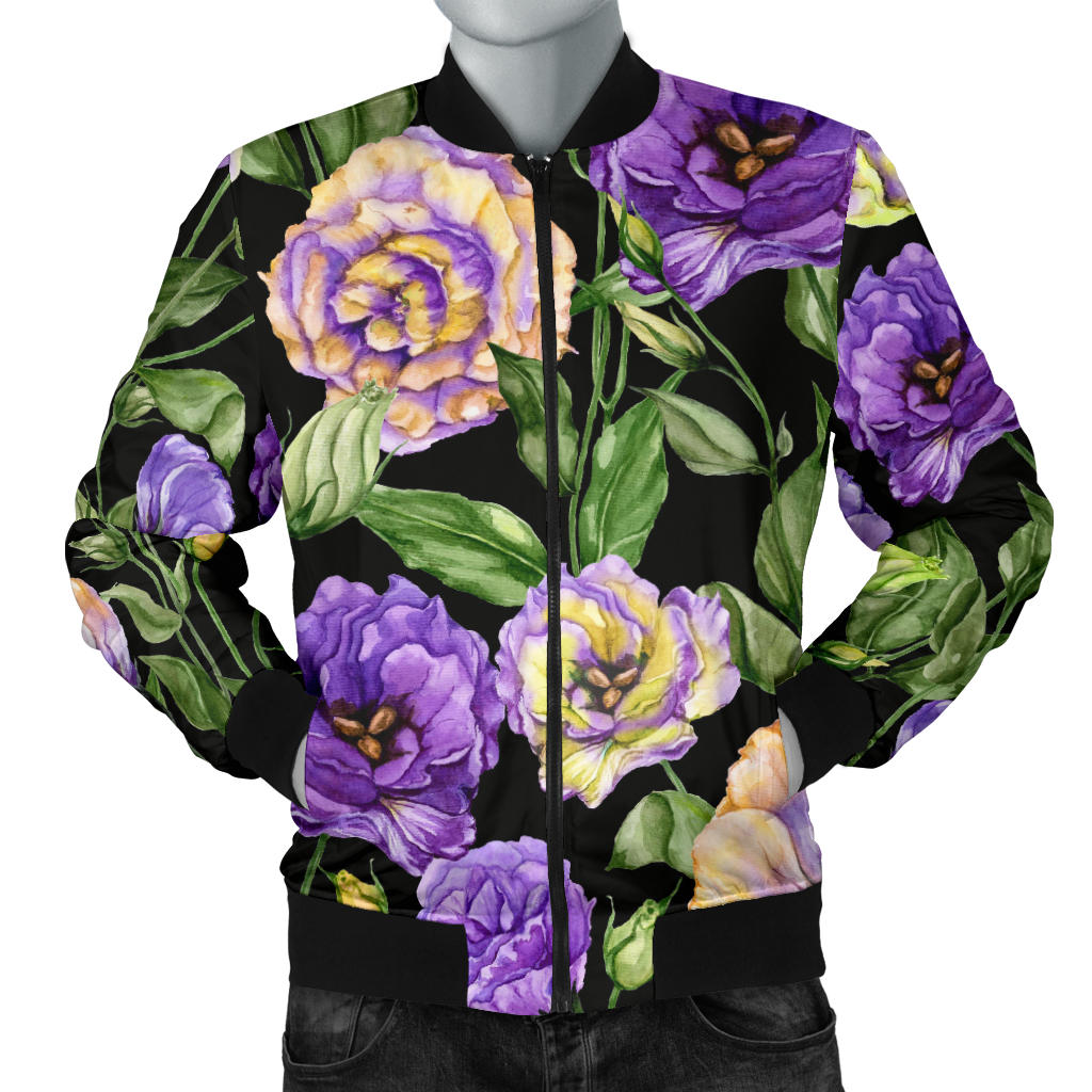 Lisianthus Pattern Print Design LT02 Men Bomber Jacket