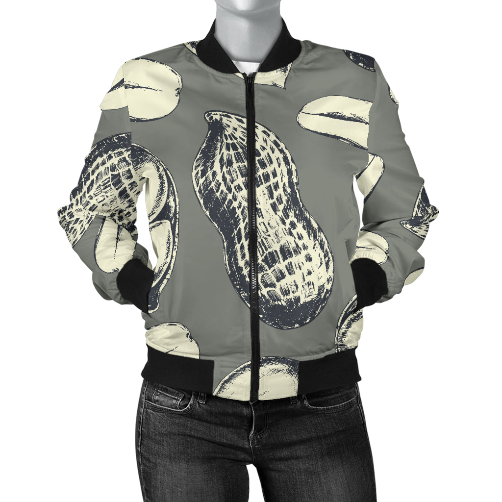 Peanut Pattern Print Design A01 Women's Bomber Jacket
