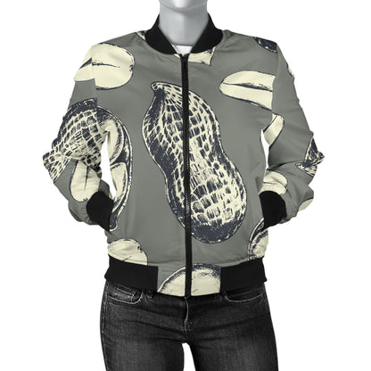 Peanut Pattern Print Design A01 Women's Bomber Jacket