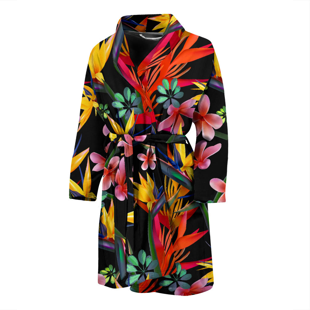 Tropical Flower Pattern Print Design TF015 Men Bathrobe