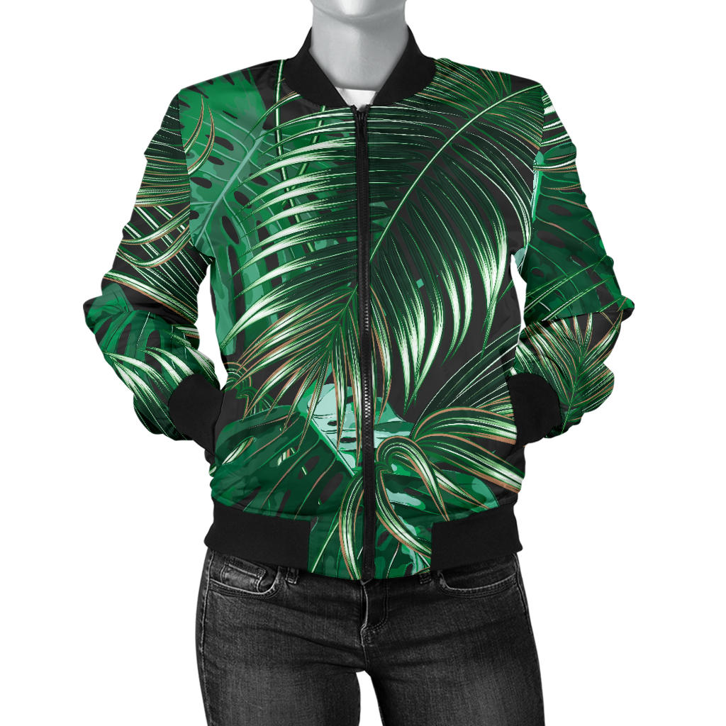 Tropical Flower Pattern Print Design TF012 Women Bomber Jacket