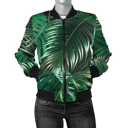 Tropical Flower Pattern Print Design TF012 Women Bomber Jacket