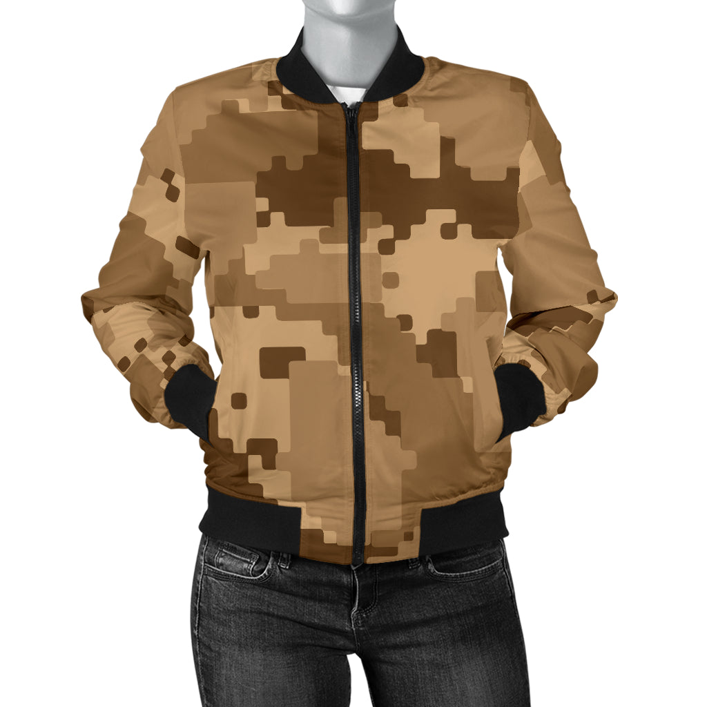 ACU Desert Digital Pattern Print Design 01 Women's Bomber Jacket