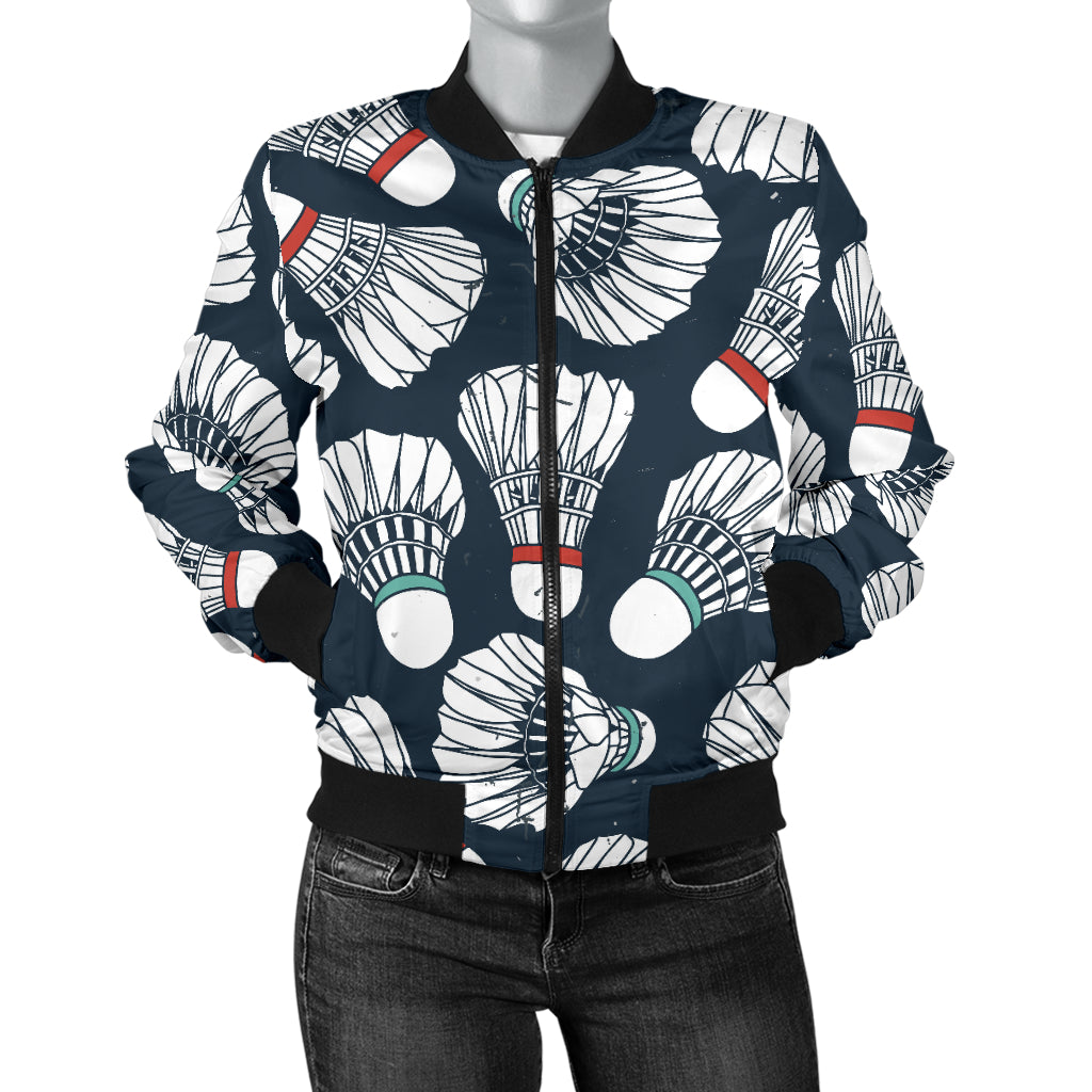 Badminton Ball Pattern Print Design 01 Women's Bomber Jacket