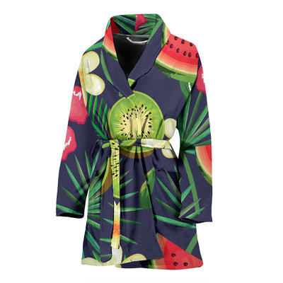 Tropical Fruits Pattern Print Design TF05 Women Bathrobe