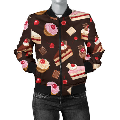 Cake Pattern Print Design 04 Women's Bomber Jacket