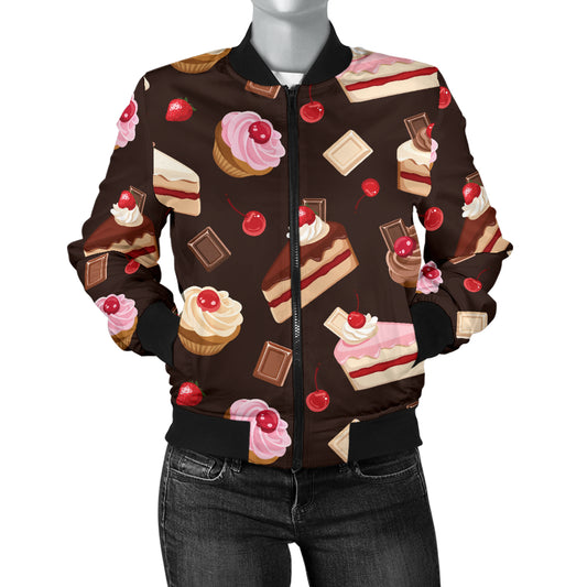 Cake Pattern Print Design 04 Women's Bomber Jacket