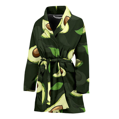 Avocado Pattern Print Design AC07 Women Bathrobe