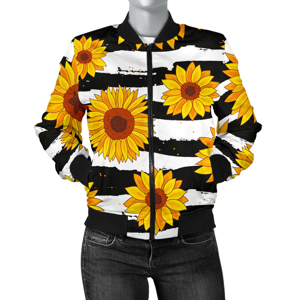 Sunflower Pattern Print Design SF010 Women Bomber Jacket