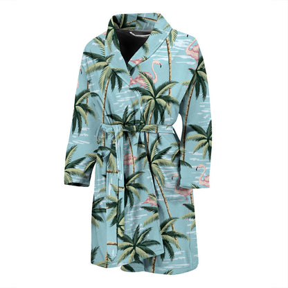 Palm Tree Pattern Print Design PT05 Men Bathrobe