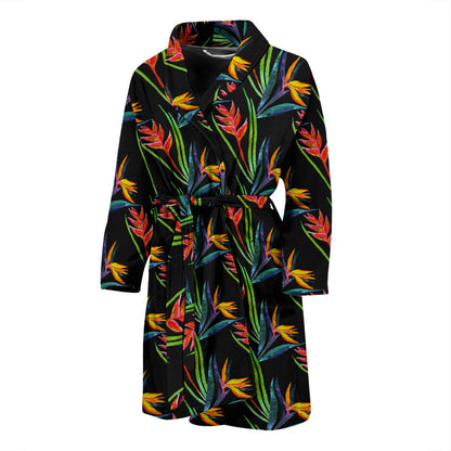 Heliconia Pattern Print Design HL04 Men Bathrobe