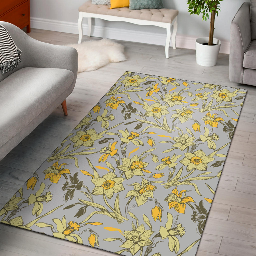 Daffodils Pattern Print Design DF05 Area Rugs