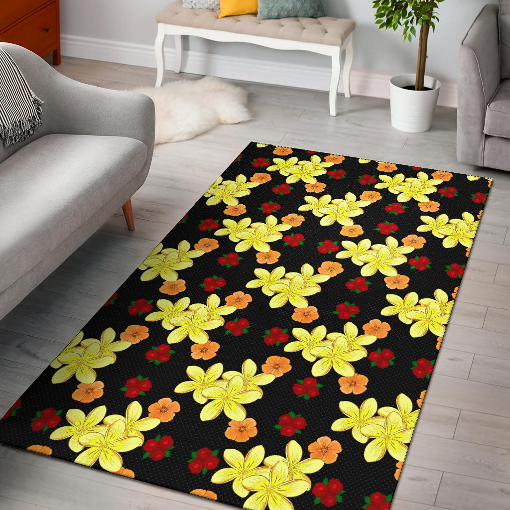 Yellow Plumeria Pattern Print Design PM04 Area Rugs
