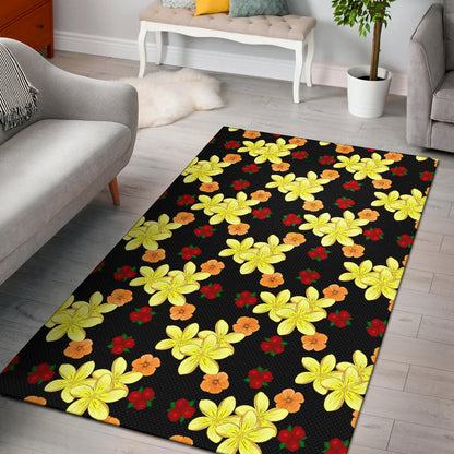 Yellow Plumeria Pattern Print Design PM04 Area Rugs