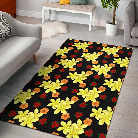 Yellow Plumeria Pattern Print Design PM04 Area Rugs