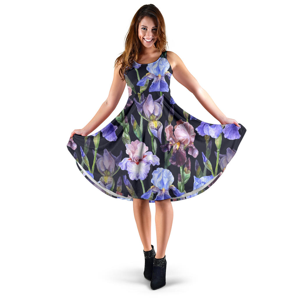 Iris Pattern Print Design IR04 Midi Dress