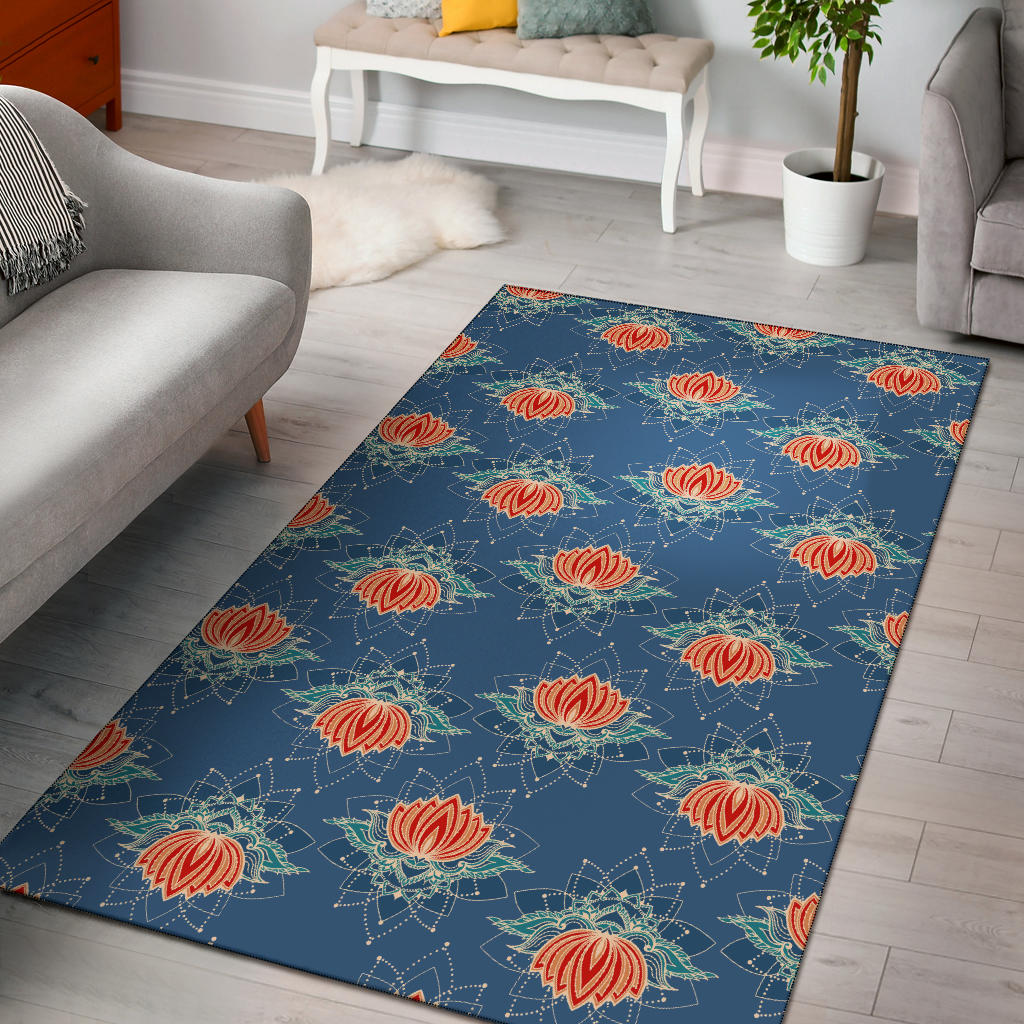 Lotus Boho Pattern Print Design LO07 Area Rugs