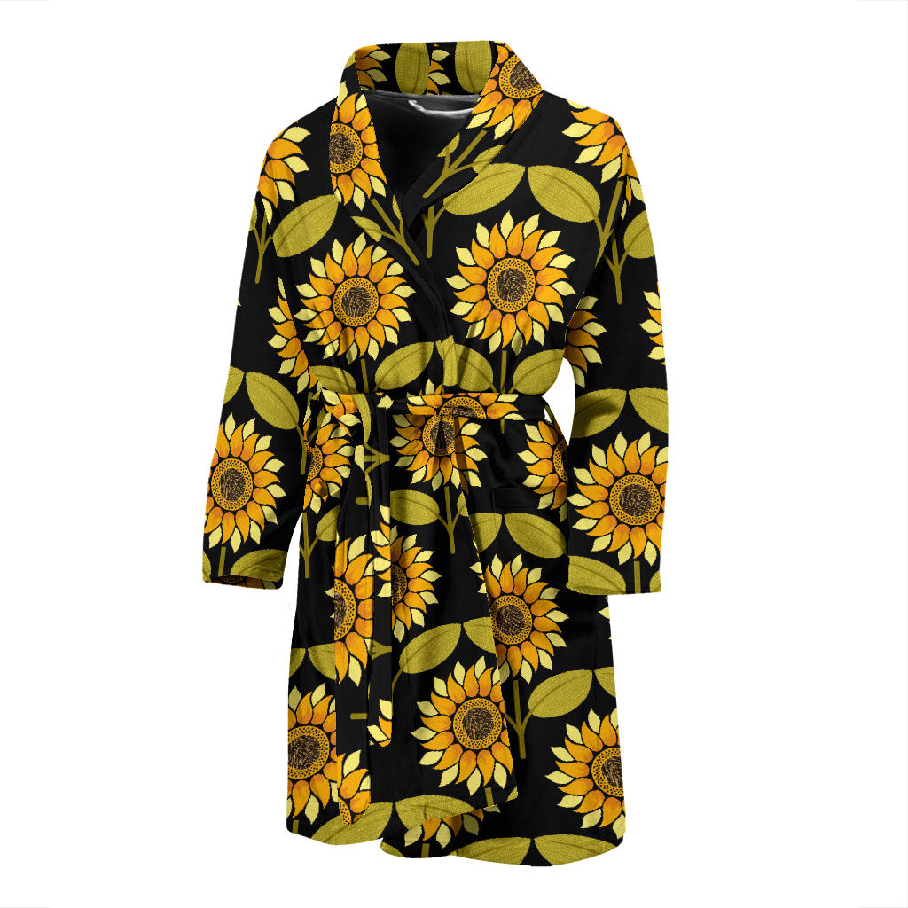 Sunflower Pattern Print Design SF015 Men Bathrobe