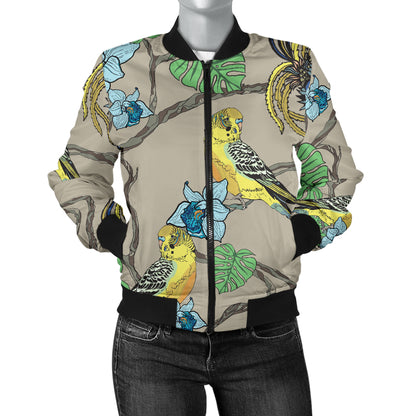 Parakeet Pattern Print Design A02 Women's Bomber Jacket