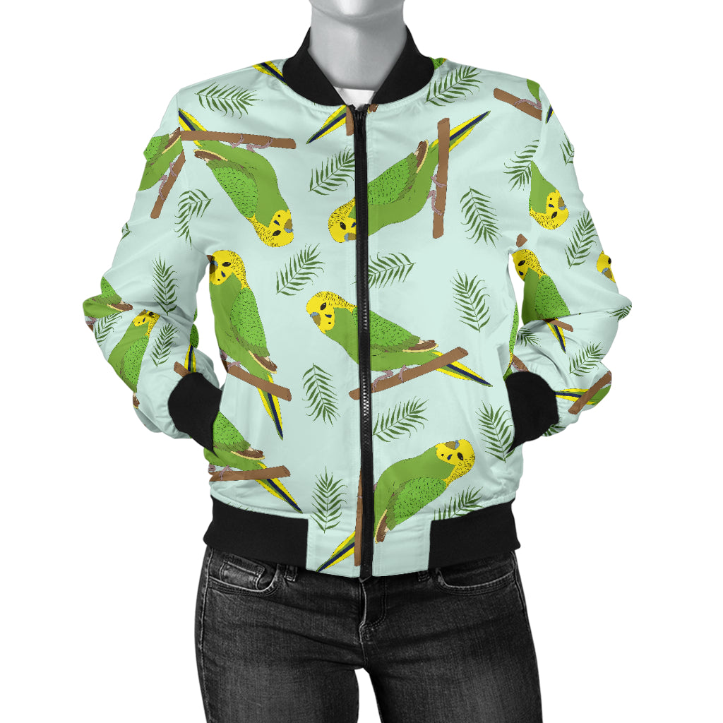 Budgerigar Pattern Print Design 04 Women's Bomber Jacket