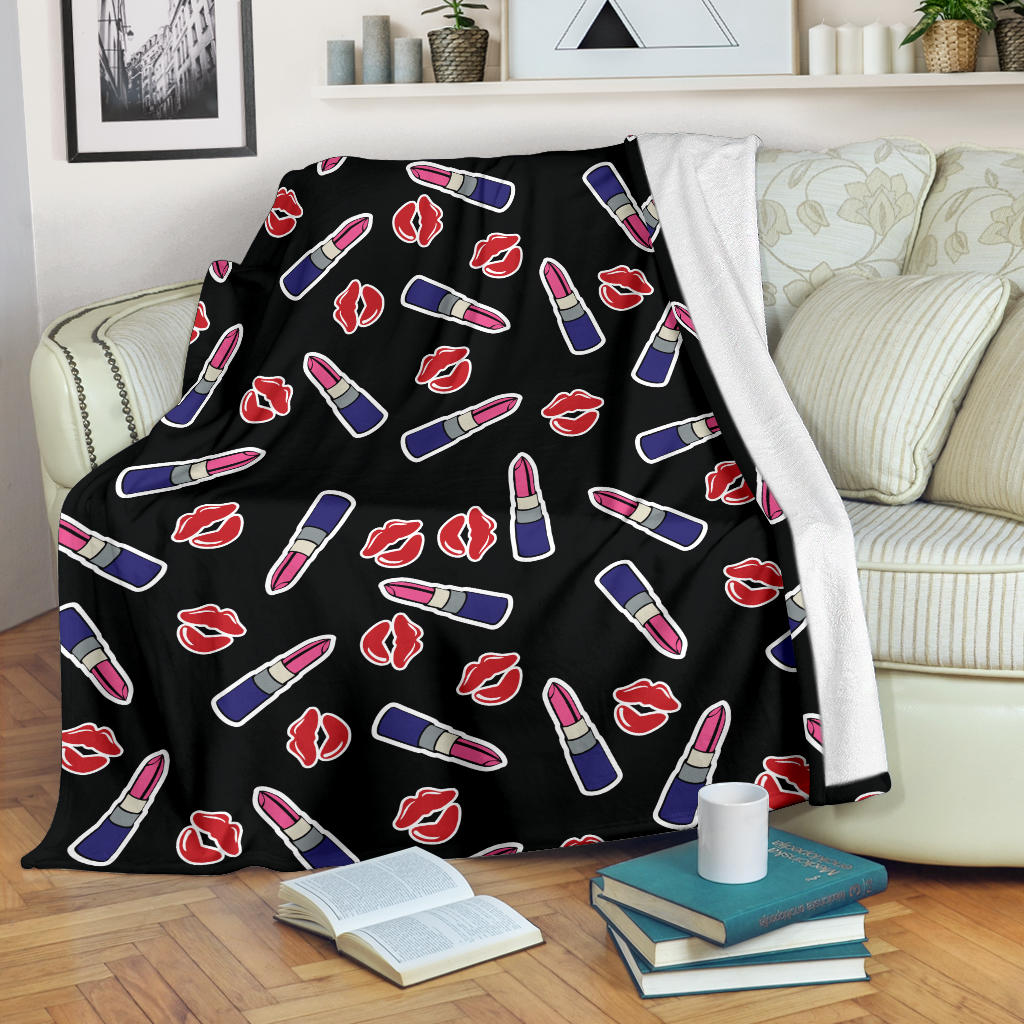Lipstick Pattern Print Design LT01 Fleece Blanket