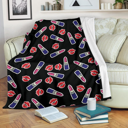 Lipstick Pattern Print Design LT01 Fleece Blanket