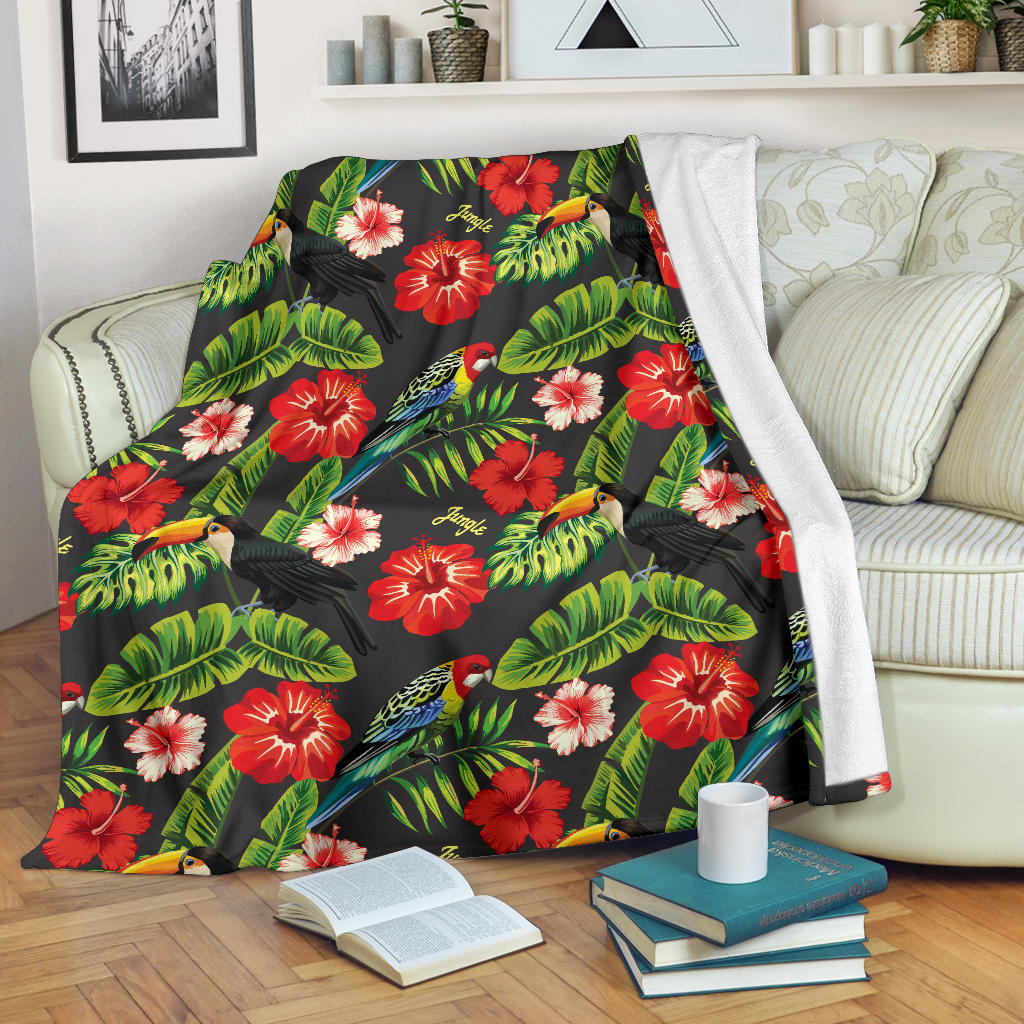 Tropical Flower Pattern Print Design TF04 Fleece Blanket