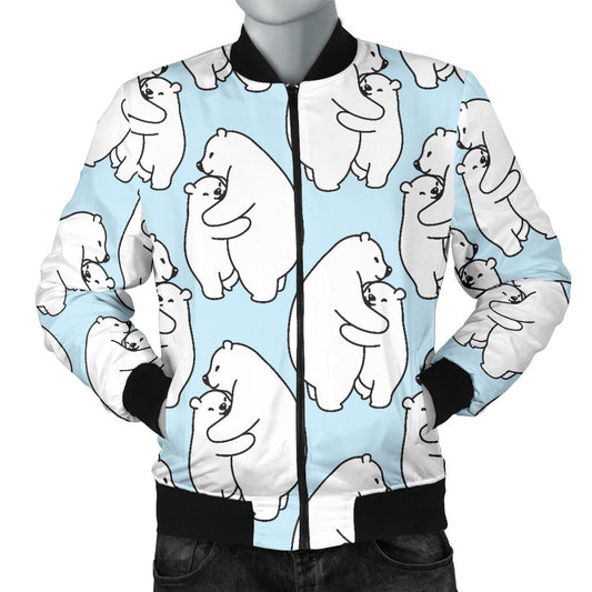 Polar Bear Pattern Print Design PB08 Men Bomber Jacket