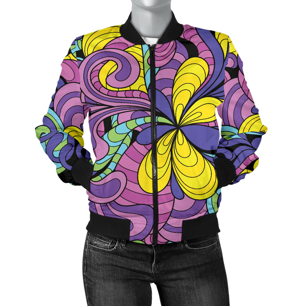 Psychedelic Pattern Print Design A04 Women's Bomber Jacket