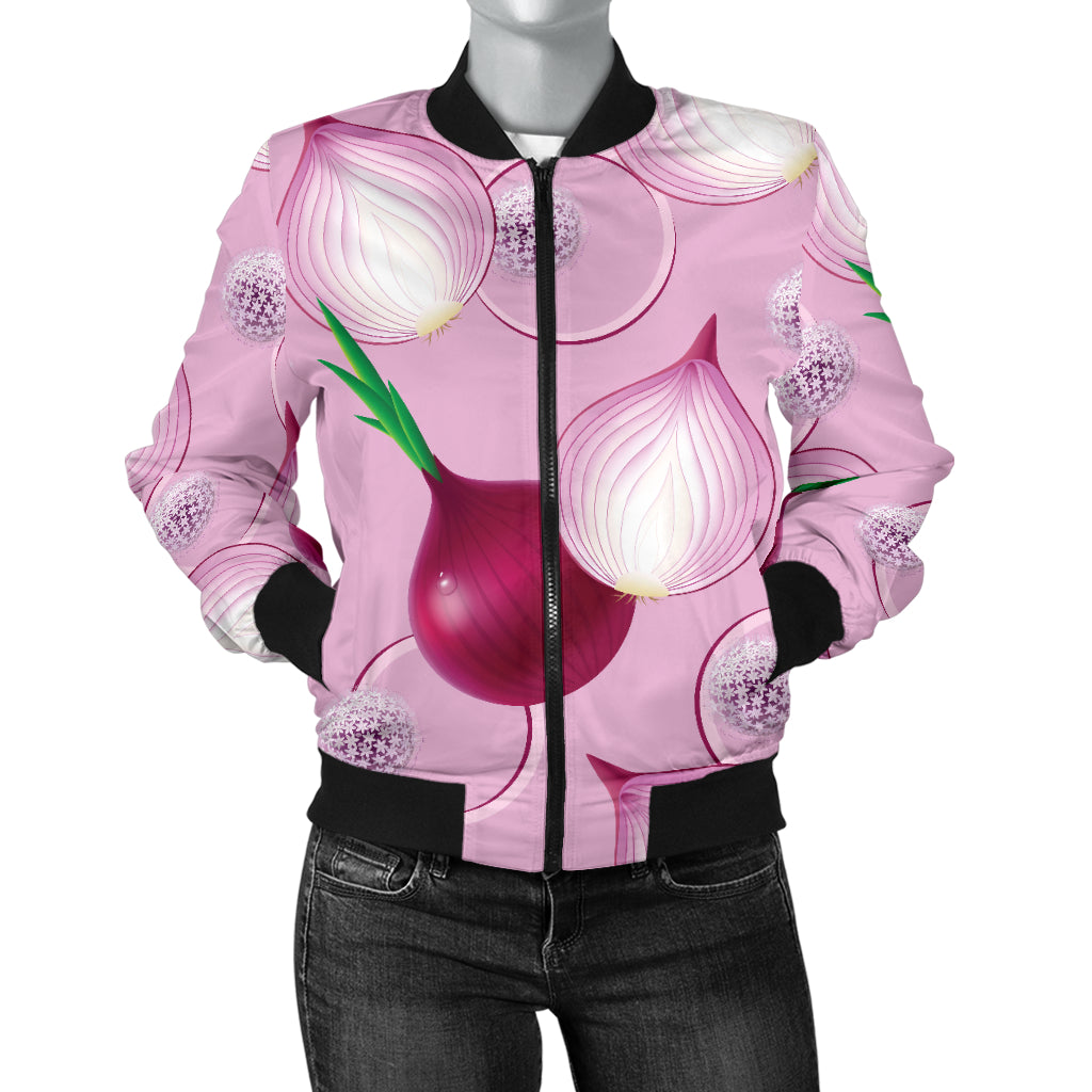 Onion Pattern Print Design A01 Women's Bomber Jacket