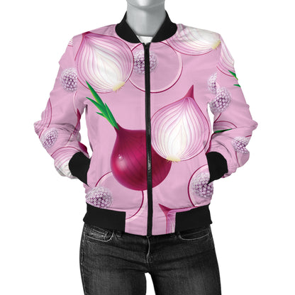Onion Pattern Print Design A01 Women's Bomber Jacket