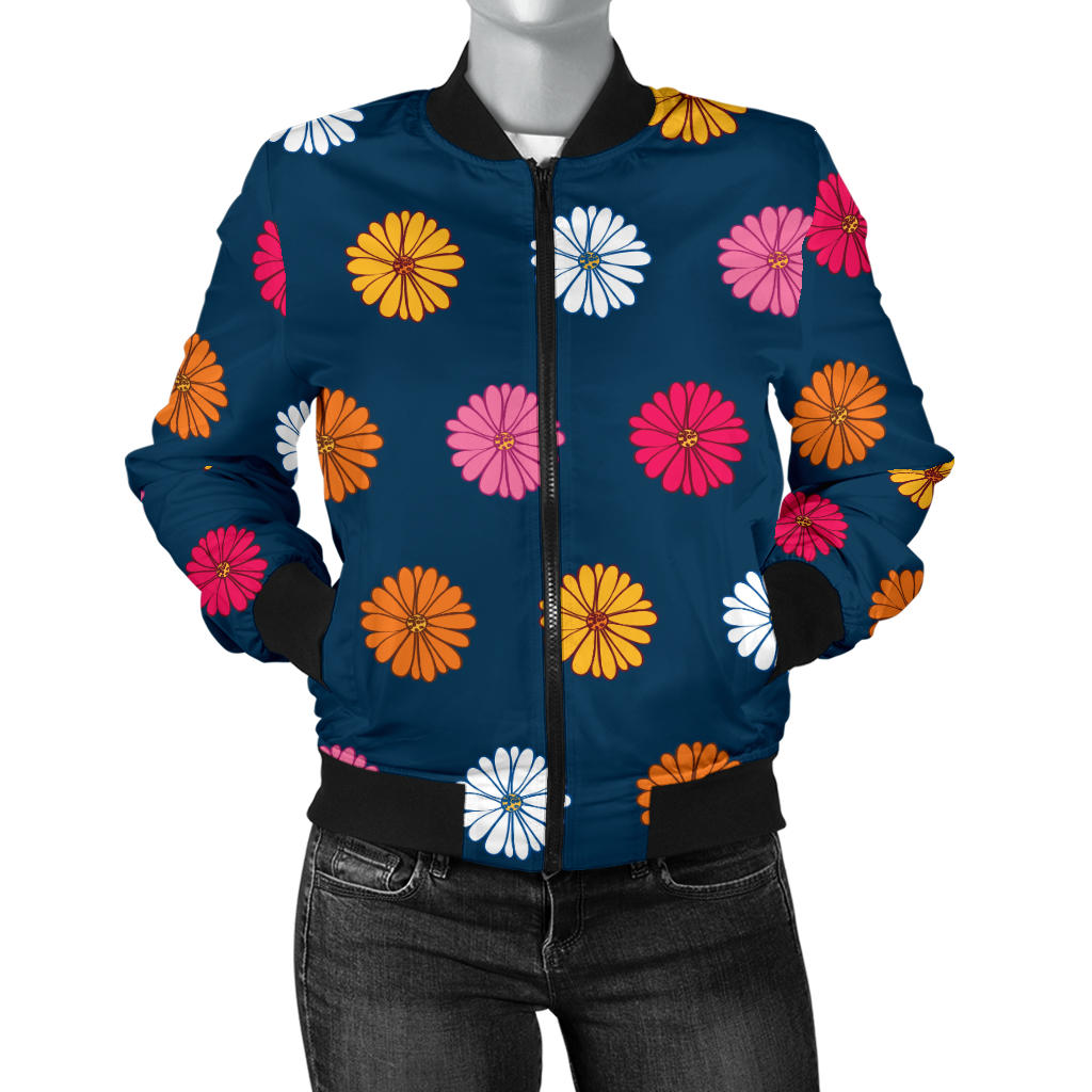 Gerberas Pattern Print Design GB06 Women Bomber Jacket