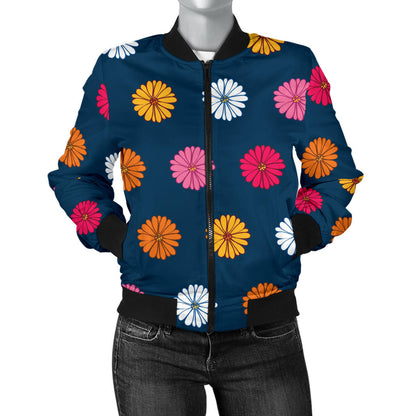 Gerberas Pattern Print Design GB06 Women Bomber Jacket