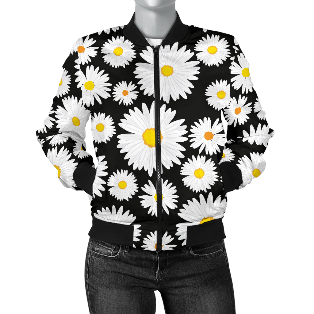 Daisy Pattern Print Design 01 Women's Bomber Jacket