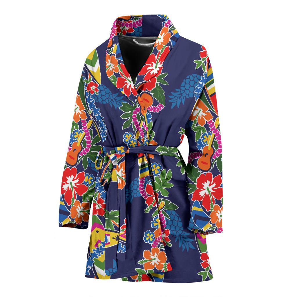 Hawaiian Themed Pattern Print Design H04 Women Bathrobe