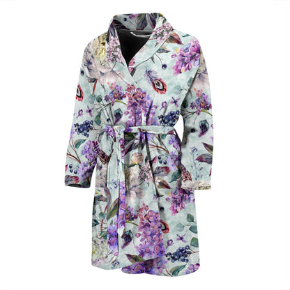 Lilac Pattern Print Design LI06 Men Bathrobe