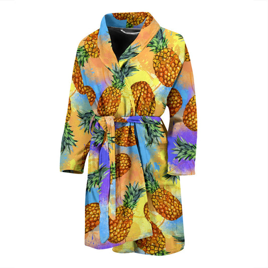 Pineapple Pattern Print Design PP09 Men Bathrobe