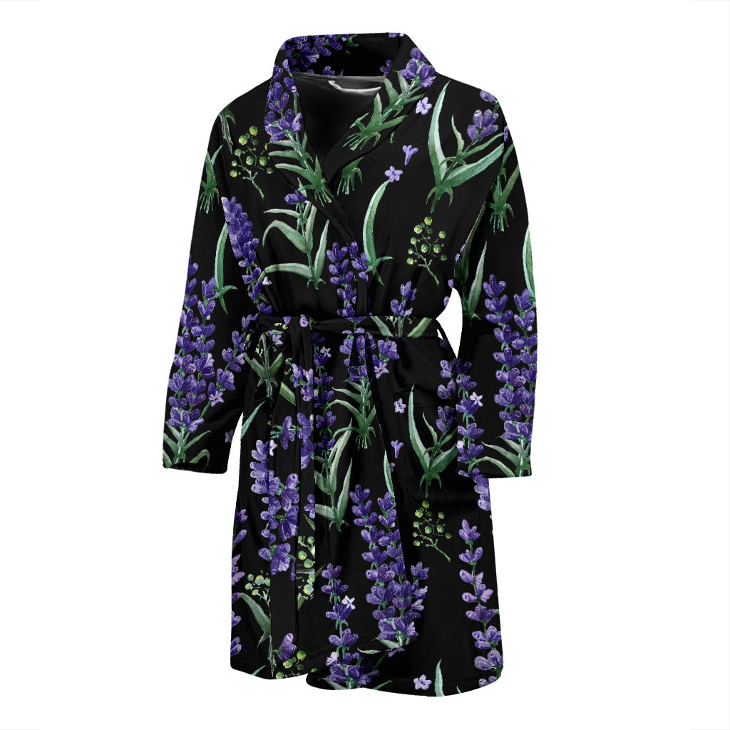 Lavender Pattern Print Design LV01 Men Bathrobe