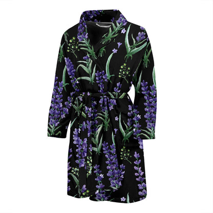 Lavender Pattern Print Design LV01 Men Bathrobe