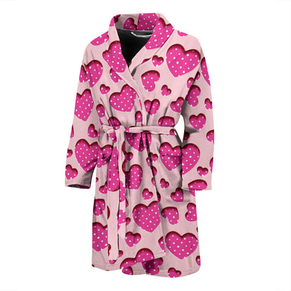 Heart Pink Pattern Print Design HE06 Men Bathrobe