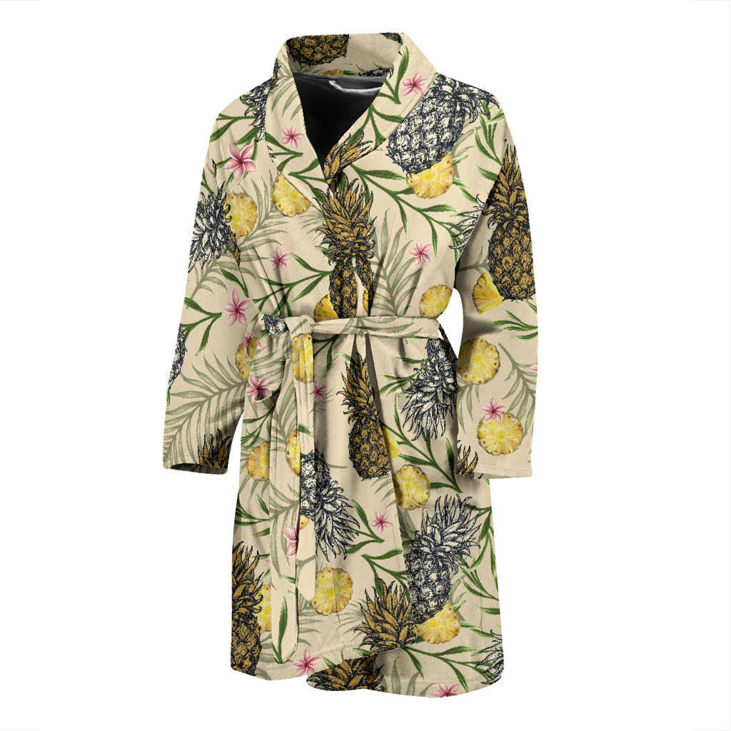 Pineapple Pattern Print Design PP012 Men Bathrobe