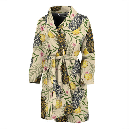 Pineapple Pattern Print Design PP012 Men Bathrobe