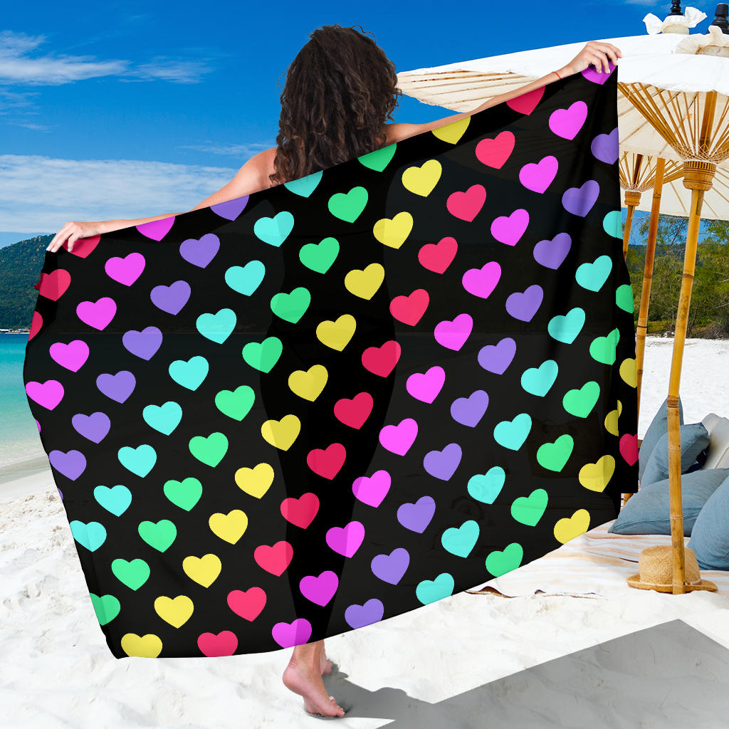 Heart Rainbow Pattern Print Design HE02 Sarong Pareo Wrap